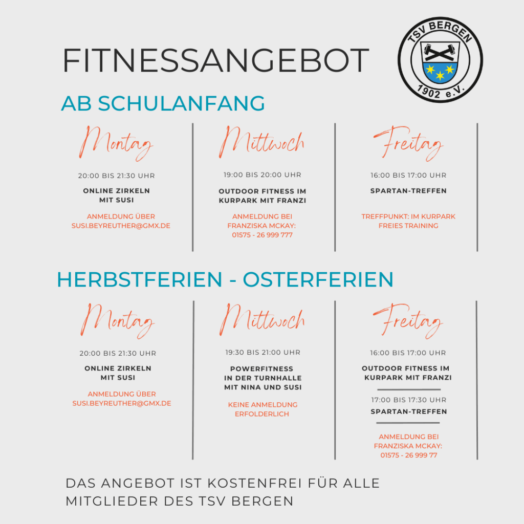 Fitnessangebot TSV Bergen 2025/26