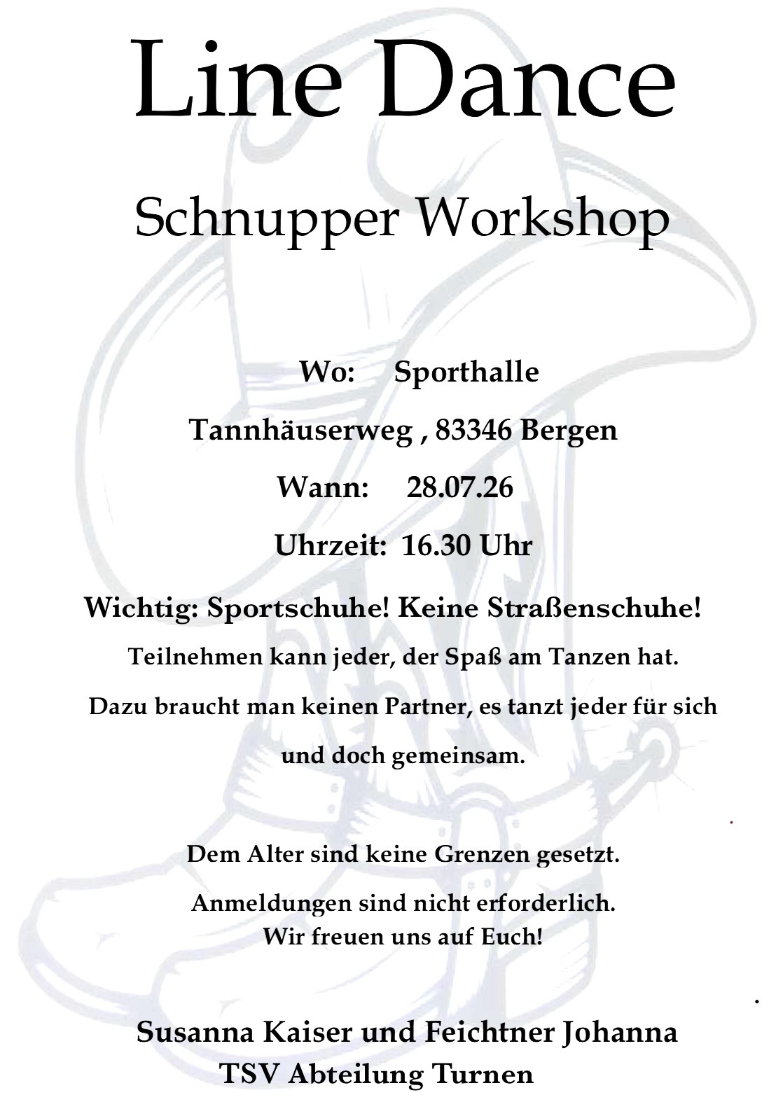 Line Dance Schnupper Workshop beim TSV Bergen